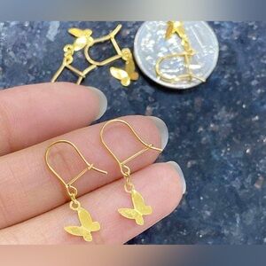 18k Saudi Gold Elegant Gold Butterfly Earrings